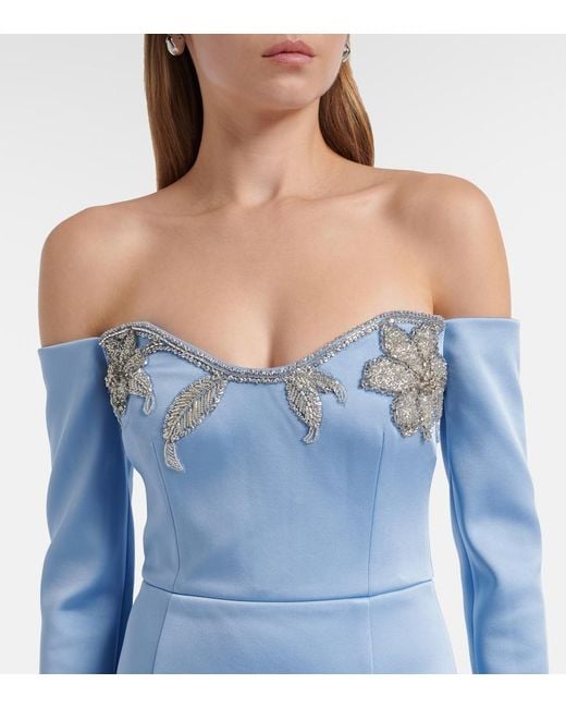 Rebecca Vallance Blue Kai Embellished Satin Bustier Gown