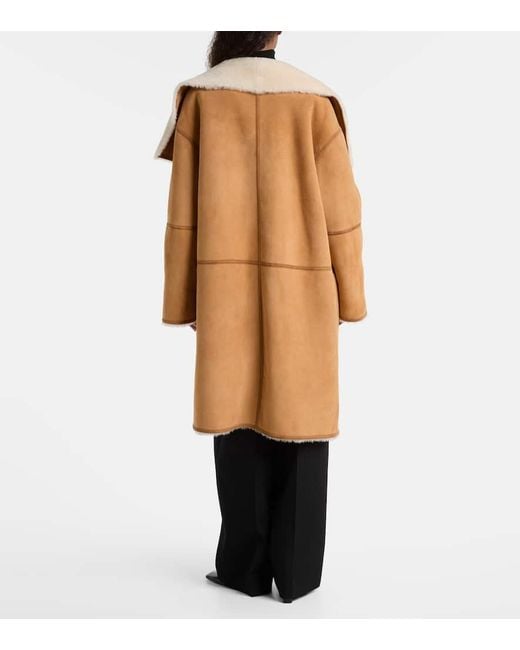 Totême  Natural Shearling-Trimmed Suede Coat