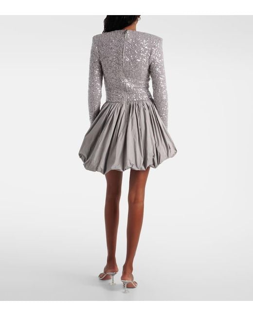 ROTATE BIRGER CHRISTENSEN Gray Sequined Asymmetric Minidress