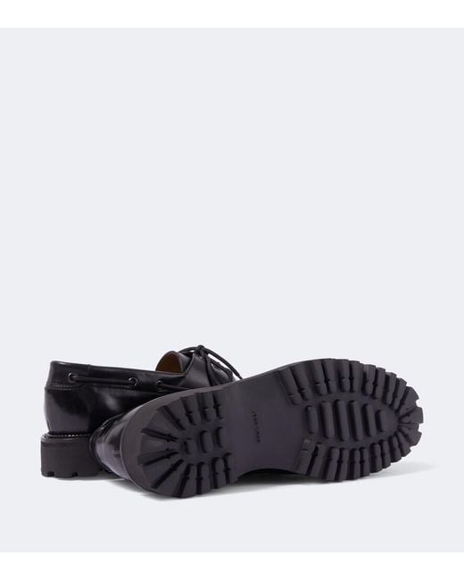 John Lobb Black Tide Leather Boat Shoes for men