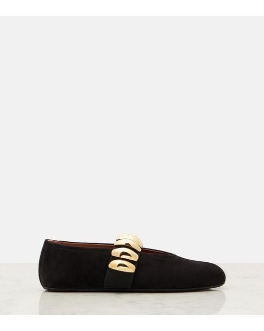 Alaïa Black Flache Schuhe Aus Veloursleder Mit Verzierungen