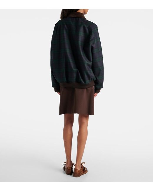 Miu Miu Black Plaid Virgin Wool Twill Blouson Jacket