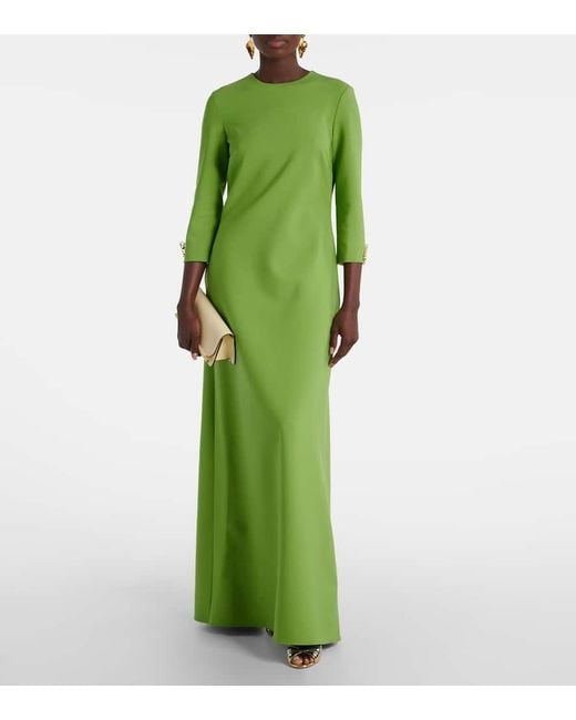 Vestido De Fiesta En Mezcla De Lana Adornado Oscar de la Renta de color Green