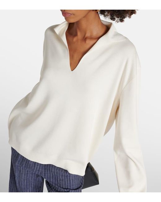 Loro Piana White Sorbonne Silk And Cotton Polo Shirt