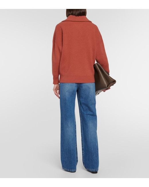 Brunello Cucinelli Red Cashmere Polo Sweater