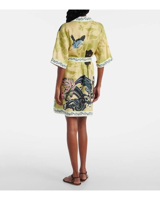 ALÉMAIS White Rochester Belted Linen Minidress