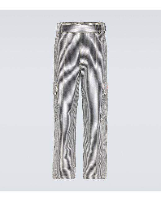 KENZO Gray Striped Straight Cargo Jeans for men