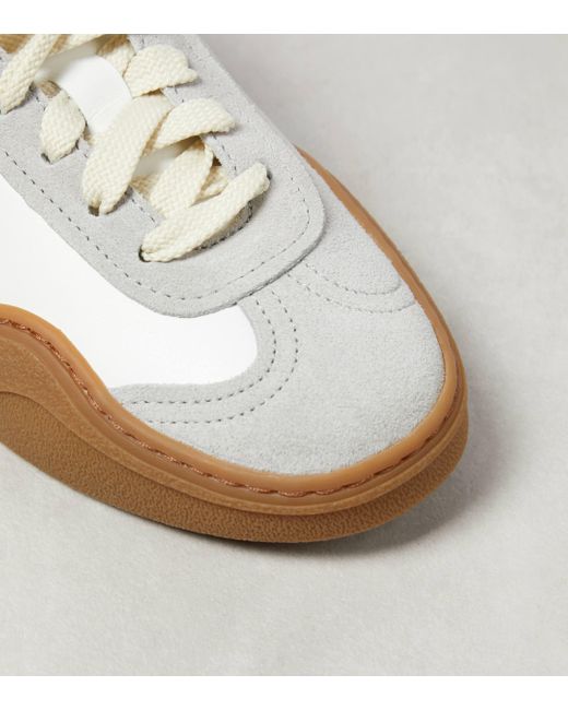 Acne White Suede-trimmed Leather Sneakers