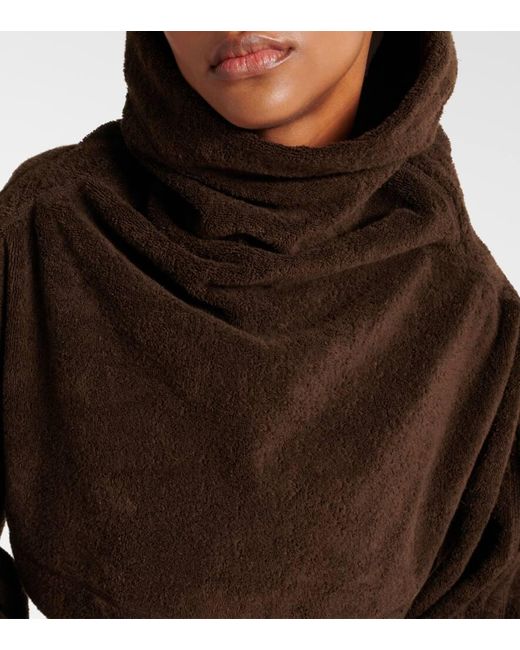 Alaïa Brown Cropped Cotton Terry Hoodie