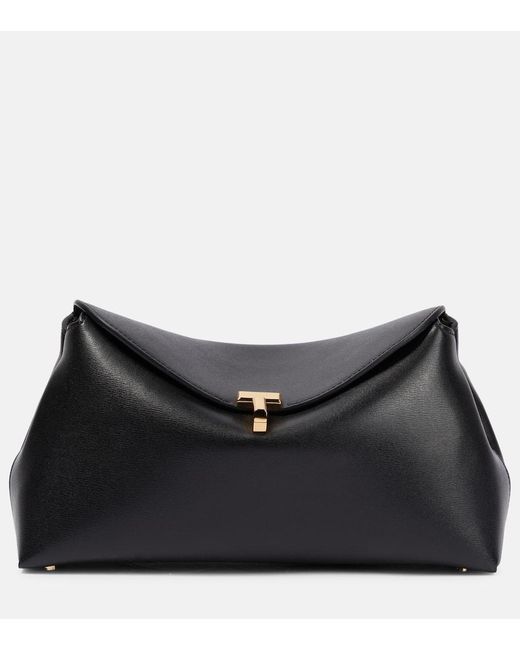 TOTEME T Lock Small Leather Clutch in Black Lyst