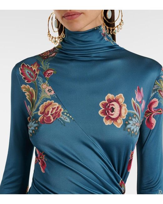 Etro Blue Printed Midi Dress