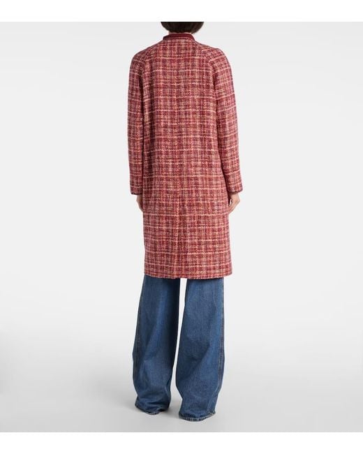 Etro Red Checked Cotton And Wool-Blend Coat