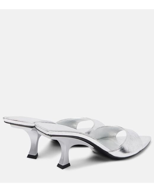 The Attico White Bes 65 Metallic Leather Mules