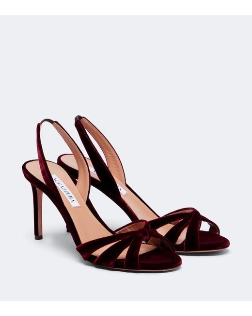 Aquazzura Red Tati Velvet Slingback Sandals