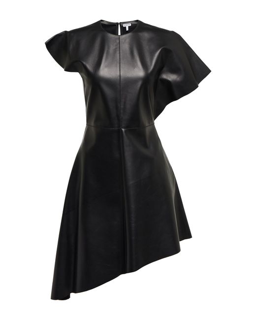 Loewe Asymmetrical Leather Dress in Black | Lyst