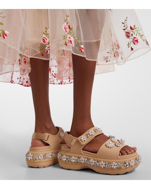 Simone Rocha Natural X Crocs Embellished Platform Sandals