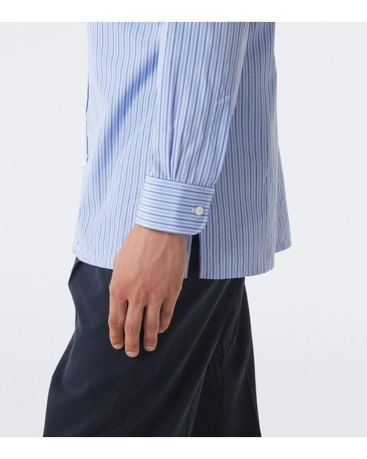 Charvet Blue Striped Cotton Poplin Shirt for men