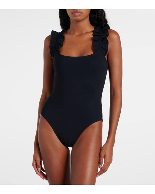 Karla Colletto Black Willow Ruffled Swimsuit