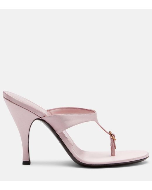 Herbert Levine Pink Kiss And Tell Embellished Satin Thong Sandals