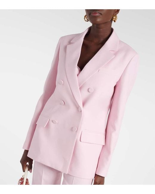 Valentino Pink Double-Breasted Wool And Silk Blazer
