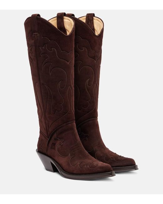 Gabriela Hearst Brown Capitana Suede Cowboy Boots