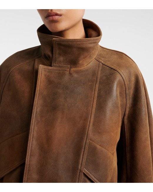 Nour Hammour Brown Ariste Leather Jacket