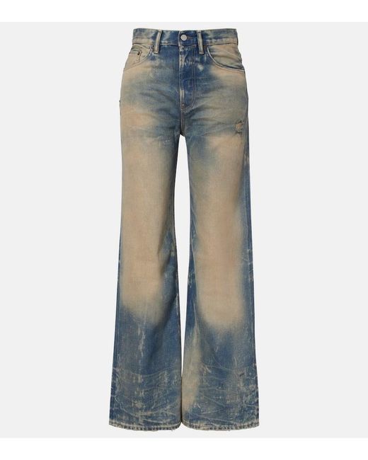 Jeans 2021 A Gamba Larga E Vita Alta di Acne in Blue