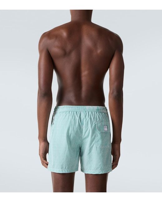 Fedeli Blue Madeira Printed Swim Trunks for men