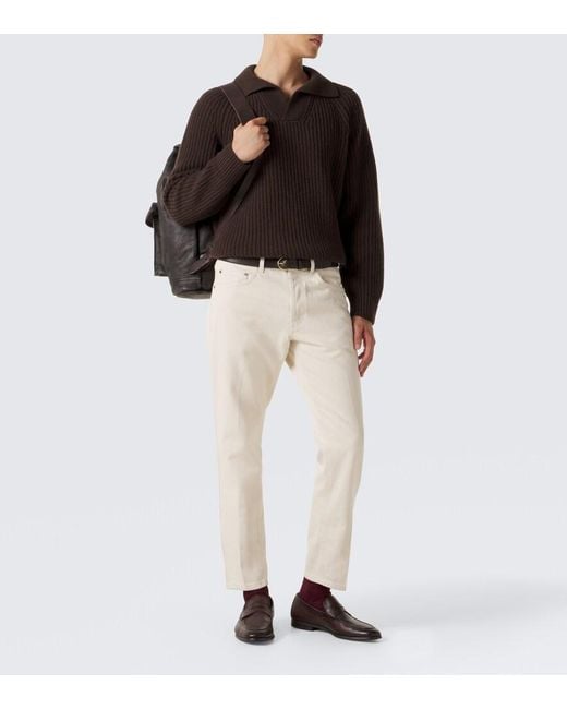Eleventy Brown Wool And Cashmere Polo Sweater for men