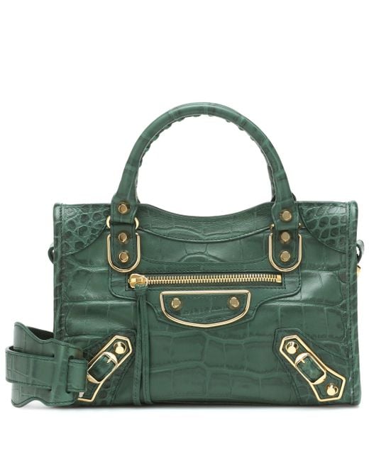 Authentic Balenciaga 115748 3444 GGH Work Tote Bag Green Leather