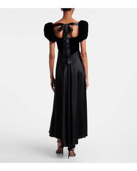 Robe Longue En Velours Et Satin De Soie Rodarte en coloris Black