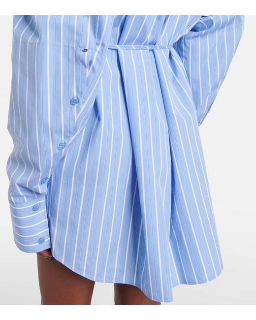 Sportmax Blue Firma Striped Cotton Shirt Dress