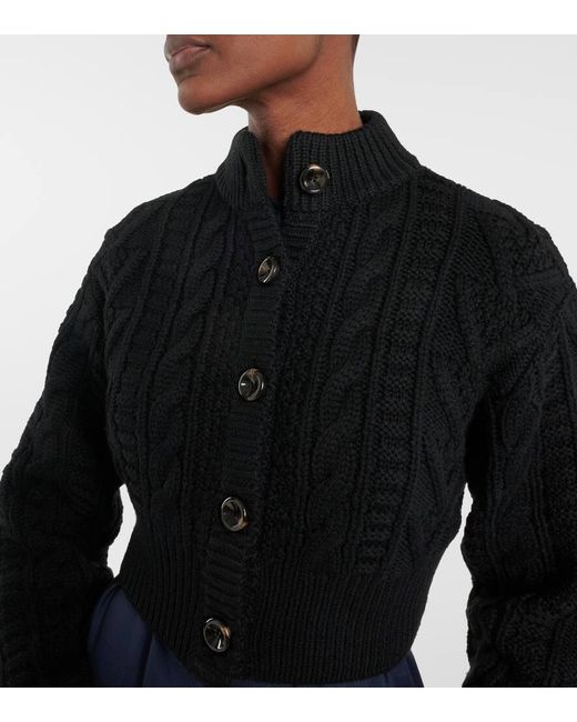 Cardigan Aleph de punto trenzado de lana Emilia Wickstead de color Black