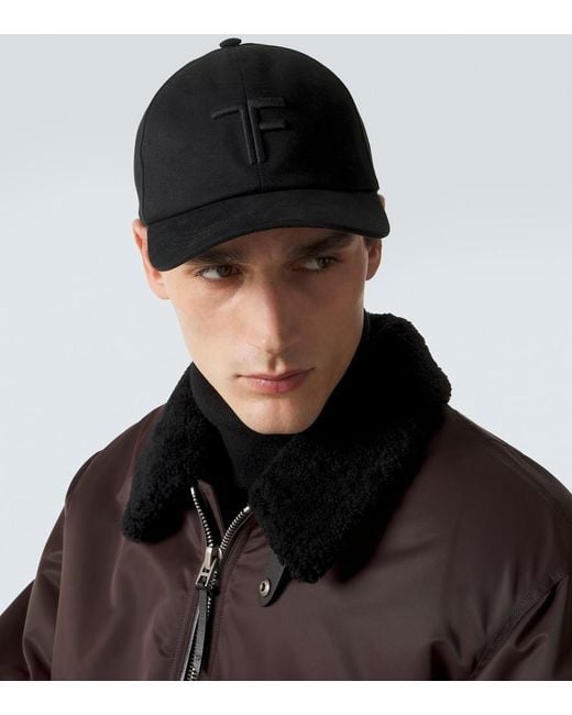 Tom Ford Black Logo Embroidered Cotton Baseball Cap for men