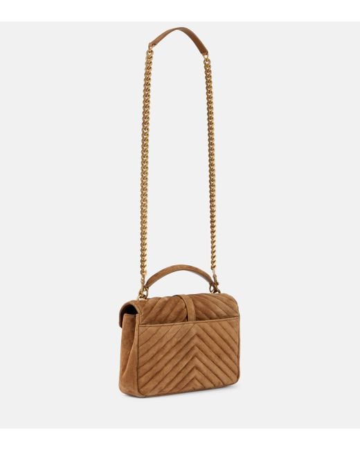 Saint Laurent Natural College Medium Suede Crossbody Bag