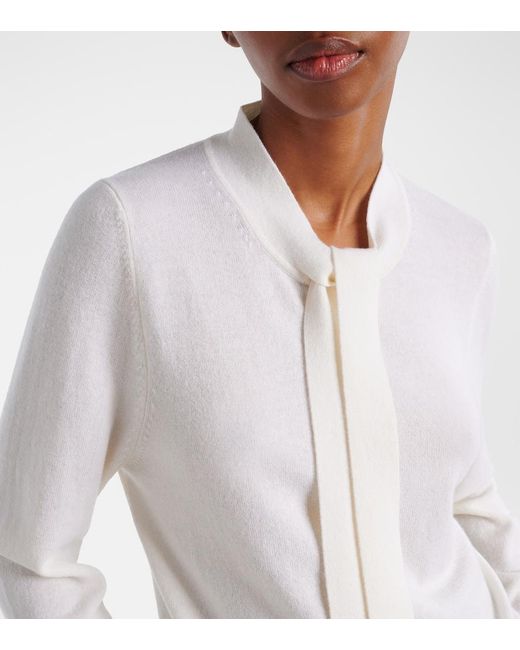 Jardin Des Orangers White Tie-Neck Wool And Cashmere Sweater