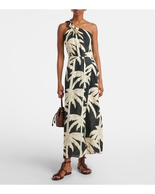 Johanna Ortiz White Printed One-Shoulder Midi Dress