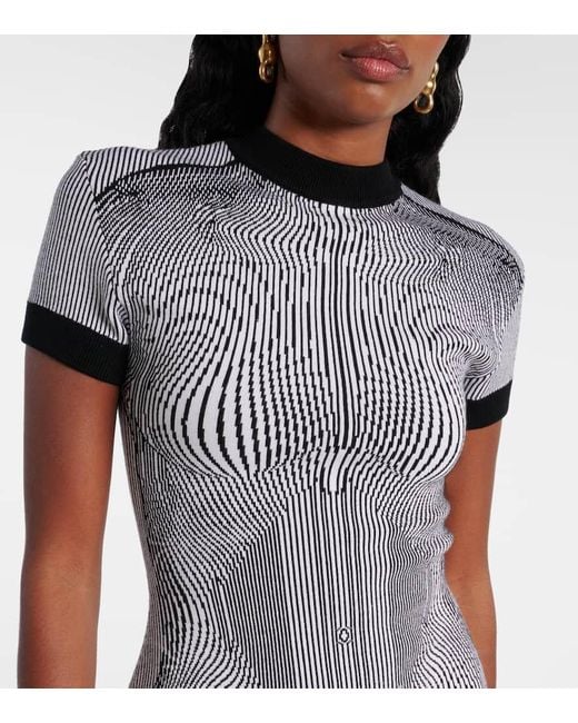 Abito Corto Morphing Pinstripe di Jean Paul Gaultier in Gray