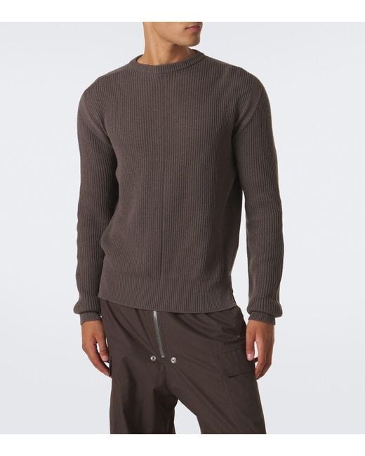 Rick Owens Brown Ribbed-Knit Virgin Wool Sweater for men