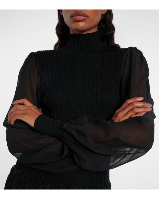 FRAME Black Minikleid Aus Wolle Und Seide