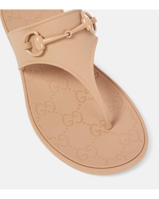 Gucci Natural Horsebit Thong Sandals