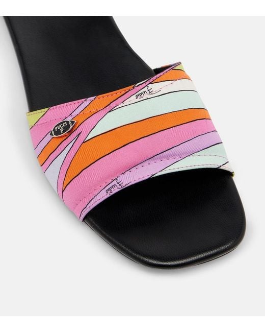 Emilio Pucci White Yummy Iride Twill Slides