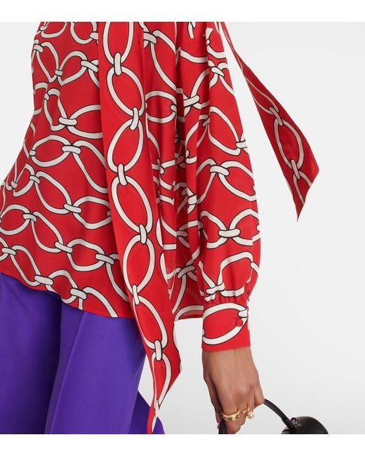 Valentino Red Chain 1967 Silk Blouse
