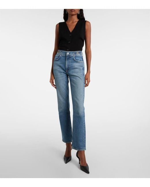 Citizens of Humanity Blue Blaine High-Rise Straight Jeans