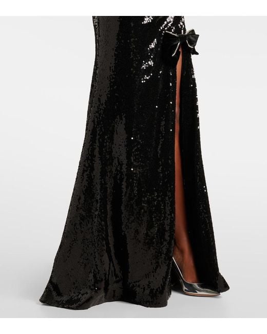Rebecca Vallance Black X Nicky Hilton Lena Bow-Detail Sequined Gown