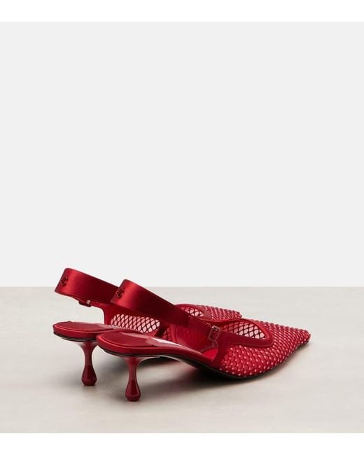 Jimmy Choo Red Slingback-Pumps Amel 50 Mit Kristallen