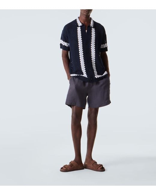 Frescobol Carioca Hemd Pinto Aus Haekelstrick in Blue für Herren