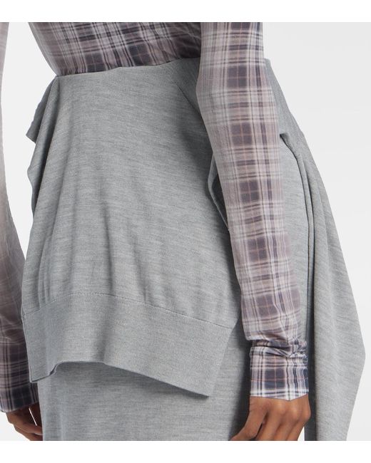 Jupe Midi En Soie Acne en coloris Gray