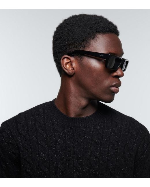Prada Black Rectangular Sunglasses for men