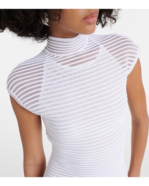 Alaïa White Striped Minidress